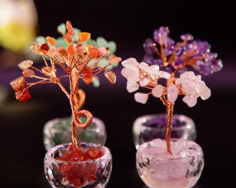 Handmade Citrine Crystal Money Tree, Feng Shui Home Decor