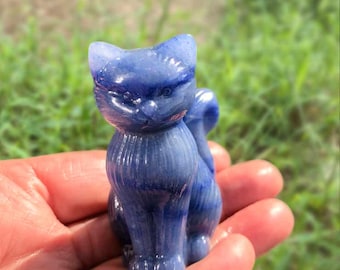 2.3‘’Natural Crystal Cat Figurine | Hand Carved Gemstone Cat Decor | Healing Crystal Animal Gift