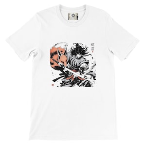 T-shirt unisexe premium unisexe Kitsune Fox Warrior | Art samouraï japonais | T-shirt graphique animal Spirit | Vêtements Bushido unisexes