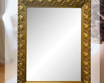 Vintage Ornate Gold Wall Mirror | Baroque Rococo Frame | French Provincial Regency Decor
