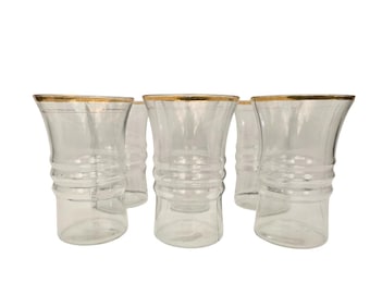 Vintage Anchor Hocking Small Ribbed Tumblers With Double Gold Rim - Set of  4 - Etsy