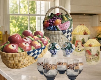 Butter Mom Spring Kitchen Bundle: Winget Orchard Baskets • Farm Canisters • Libbey Tumblers