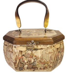 Anton Pieck Wooden Octagonal Purse – Boutique Vintage Statement