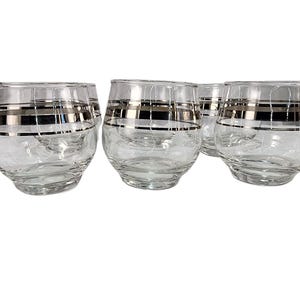 Platinum Band Mid-Century Modern Roly Poly Glasses - Set of 6