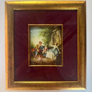 Vintage Frame with Artistic Print on French Silk