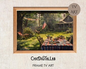 Vintage 4th of July BBQ Frame TV Art: Patriotic Summer Decor (Digital Download)