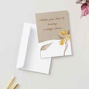 Cartão de aniversário vintage | Aniversário engraçado e elegante para ela | Cartão floral retrô