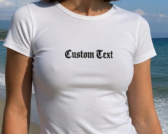 Camiseta de bebé bordada personalizada, camiseta de bebé estilo y2k, top corto retro de los 2000, camiseta bordada a medida, camiseta de bebé, camiseta sin mangas