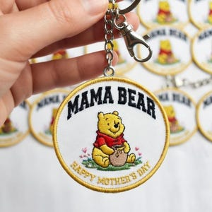 Winnie the Pooh Mama Bear Patch, Custom Honey Bear Embroidery, Mother's Day Iron On, Pooh Bear Honey Pot Patch, Mama Bear