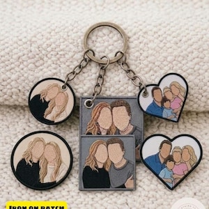 Custom Photo Embroidered Patch, Personalized Family Portrait Patch, Custom Faceless Image Embroidery, Style 1 2 3 Custom Badge