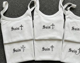 Embroidered Saint Cross Tank Top Set, Gothic Grunge Cami anktop , Gift for her