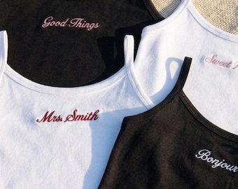 Camiseta sin mangas para la Sra., camiseta sin mangas bordada, conjunto de verano, regalo de cumpleaños para ella, regalo para proponerle ser dama de honor, camisetas a juego para mejores amigas.
