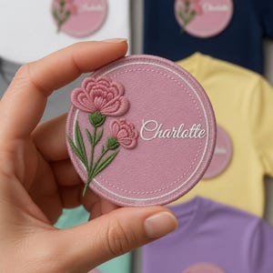 Custom Name Mama Patch, Personalized Floral Embroidery Iron On, Carnation Mother's Day Gift, Mama Embroidered Badge