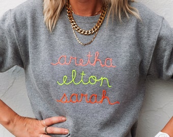 Custom Embroidered Name Sweater | Personalized Hand Stitched Gift