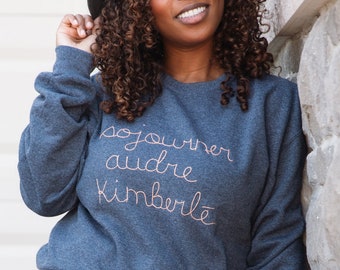 Custom Embroidered Name Sweater | Hand Stitched, Oversized Fit