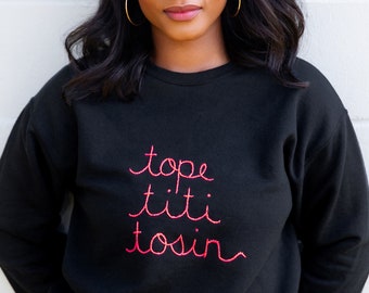 Custom Embroidered Name Oversized Sweater | Hand-Stitched Holiday Gift