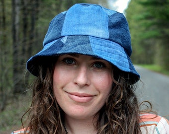 Patchwork Denim Bucket Hat | Recycled Jeans | Upcycled | Summer Hat | Casual | Unisex | Handmade in Canada | Gift for Her | Casual