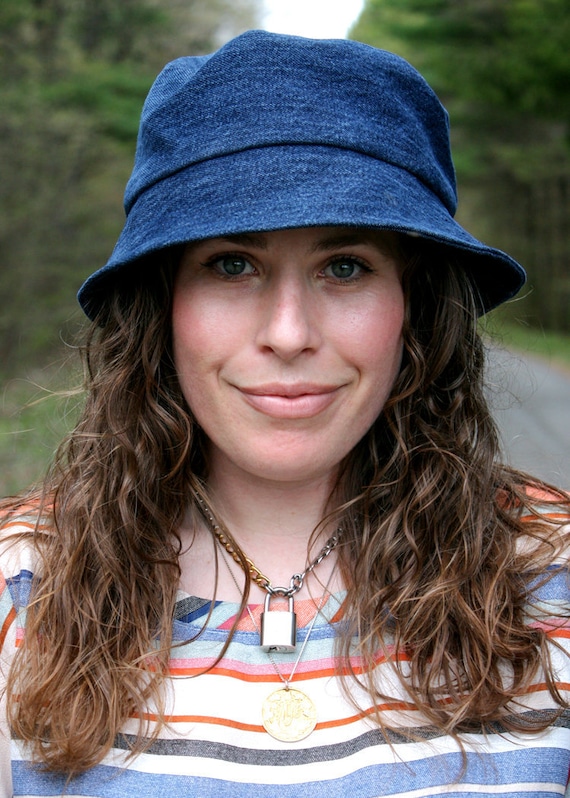 HANDMADE UPCYCLED DENIM BUCKET HAT Handmade Upcycled Denim Bucket Hat: Sashiko Patchwork, Eco  main image 4
