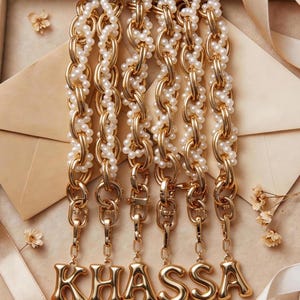 personalized bag charm gold,luxury pearl chain keychain for men,custom keychain gift for women