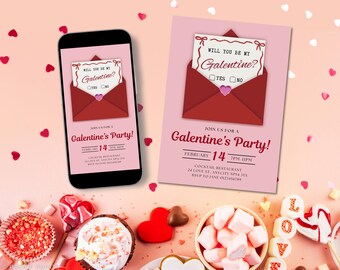 ¿Quieres ser mi Galentine? Plantilla de invitación para fiesta (Descarga digital)