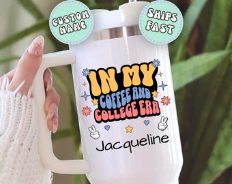 Custom name college tumbler coffee mug,40 oz Tumbler with Straw,student gifts under 30,college bed party,custom college water bottle merch