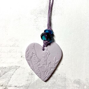 Hanging heart, floral print pendant, botanical print heart, OOAK, boho,polymer clay heart, peta designs au, hanging decoration,tree ornament