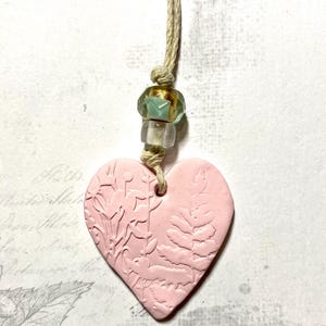 Hanging heart, floral print pendant, botanical print heart, OOAK, boho,polymer clay heart, peta designs au, hanging decoration,tree ornament