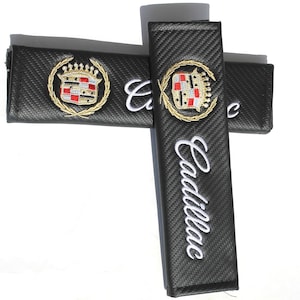 Cadillac Seat Seafty Belt Covers Carbon Protector with embroidered logo 2 pcs carseatbelt birthday Gift Man dad Cushion Shoulder Harness Pad