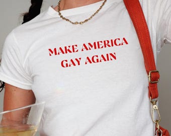 Camiseta infantil "Make America Gay Again" / Camiseta del orgullo LGBTQ / Top corto lésbico WLW / Regalo para un amigo gay