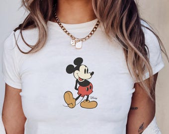 Retro Mickey Disney Baby Tee, Y2k 90s Style Mickey Mouse Tee, Classic Mickey Baby Tee, Magic Kingdom Style, Disneyland Baby Tee, Xmas Gift