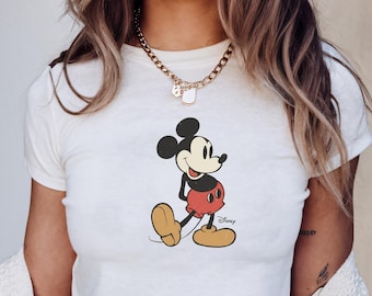Classic Mickey Baby Tee, Retro Mickey Disney Baby Tee, Y2k 90s Style Mickey Mouse Tee, Magic Kingdom Shirts, Birthday Gift For Her