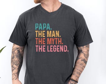 Camiseta divertida de abuelo con colores cómodos: El hombre, el mito, la leyenda, regalo de cumpleaños para papá, camiseta del Día del Padre