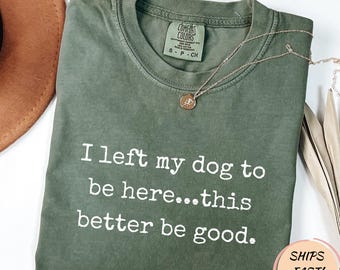I Left My Dog To Be Here This Better Be Good Funny Comfort Colors® Tee, Dog Mom, Mechanic Gift, Gift For Pet Lover, Funny Dog Shirt, Dog Paw