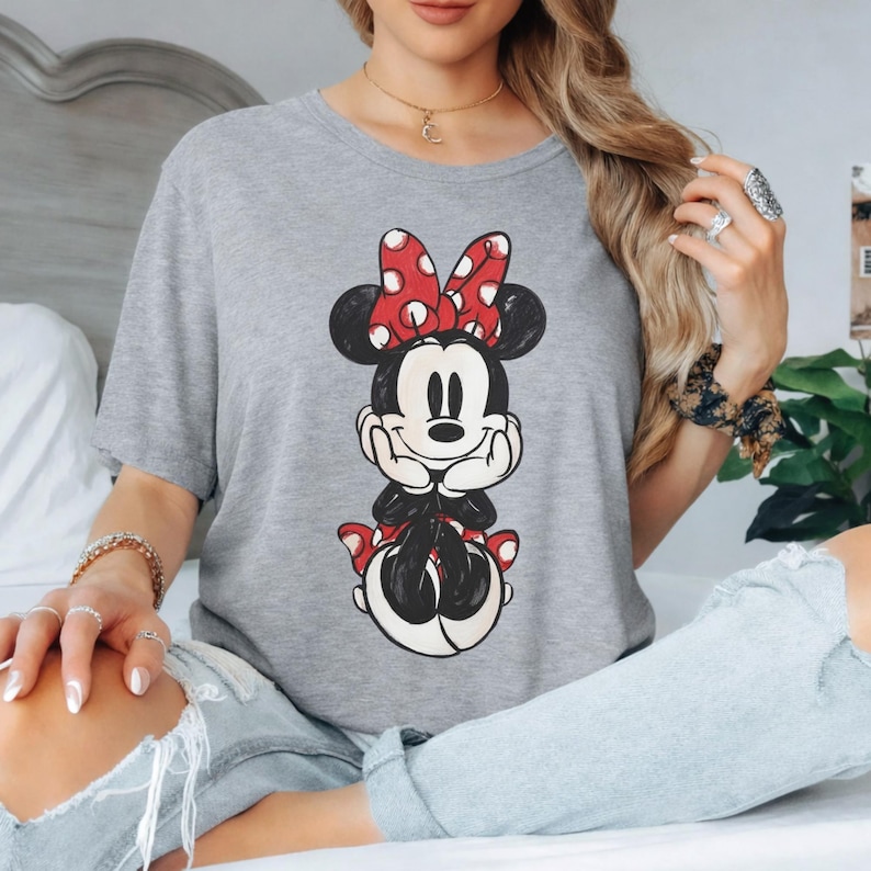 Disney Classic Minnie Mouse Tshirt, Retro Minnie, Disneyland Family Matching Trip Tshirt, Holiday Disney Minnie Gift Tee, Kid Youth Toddler image 1