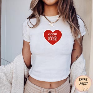 Good Luck Babe Baby Tee, Dice Baby Tee, Y2K Shirt, Trending Shirt, Heart Tee, Cute Tshirt, Aesthetic Baby tee, Coquette tee, Gifts for her