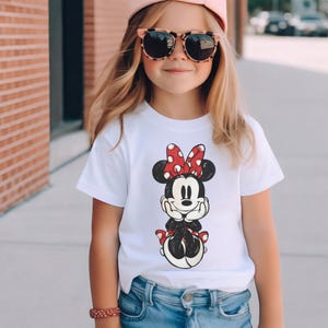 Disney Classic Minnie Mouse Tshirt, Retro Minnie, Disneyland Family Matching Trip Tshirt, Holiday Disney Minnie Gift Tee, Kid Youth Toddler image 5