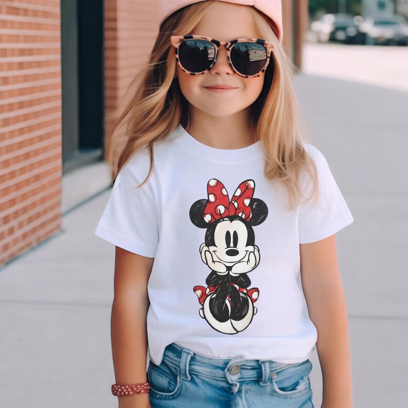 Disney Classic Minnie Mouse Tshirt, Retro Minnie, Disneyland Family Matching Trip Tshirt, Holiday Disney Minnie Gift Tee, Kid Youth Toddler image 5