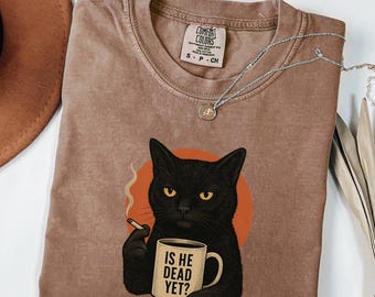 Is He Dead Yet Black Cat Shirt, Anti Trump Protest Shirt, Political Shirt, Subtle FDT, Funny Cat Shirt, Political Shirt, Resist And Persist