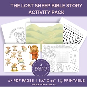 The Lost Sheep Bible Story Craft for Kids Sunday School and Homeschool Lesson, Children&#39;s Christian Coloring Pages, Mazes Activity Pack
