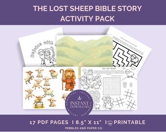 Lost Sheep Bible Story Activity Pack, Coloring Pages, Mazes (PDF Pattern)
