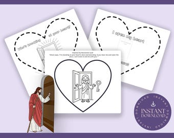 Jesus is Knocking Bible Craft Printable for Kids, Children's Bible Activity, Christian Coloring Sheet, Sunday School Lesson