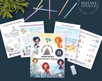 Under the Sea Activity Pack for Kids, Ocean Worksheets (Digital Download)