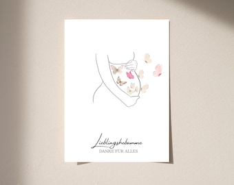 Tarjeta de agradecimiento para la matrona, gracias por tu apoyo, regalo para la matrona, despedida posparto, idea de regalo para la matrona, regalo para la matrona