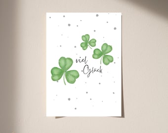 Card with a clover leaf, Good Luck Card, Card to wish good luck, Congratulations Card, Lucky Charm Card, Gift Idea Good Success Card