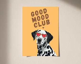 Tarjeta del Club del Buen Humor con un Pug, Tarjeta de felicitación divertida con un Pug, Tarjeta de perro adorable, Regalo para amantes de los perros, Tarjeta de ánimo para novia A6, Tarjeta divertida