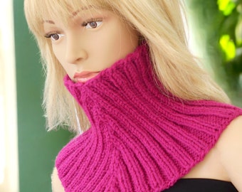 Infinity collar Hot Pink scarf Knit neck warmer