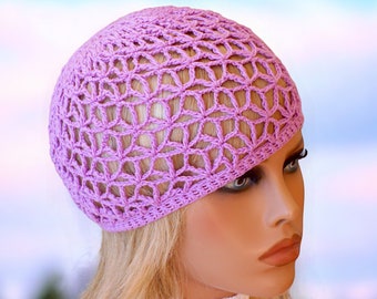 Summer chemo hat Lightweight beanie Womens summer hat Chemo headwear Cotton chemo cap Lace crochet hat