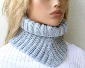 Neck gaiter for women Turtleneck Dickie collar Gray neck warmer Alpaca winter scarf