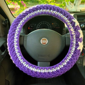 Purple Steering wheel cover Seat belt cover Car wheel cover Car accessories for teens image 4