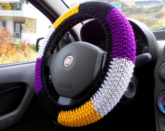 Non-binary pride Steering wheel cover Car interior decor Nonbinary gifts